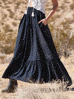 A-line Casual Pattern Polyester Polka Dot Skirt (Style V102040)