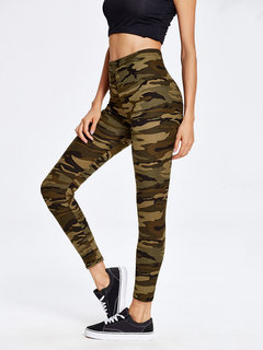 Ankle Length Skinny Pattern Cotton Camouflage Leggings (Style V102068)