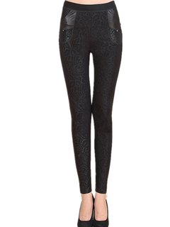 Skinny Sexy Pockets Cotton Blends Plain Leggings (Style V102077)