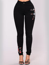 Maxi Casual Embroidered Denim Plain Jeans (Style V102078)
