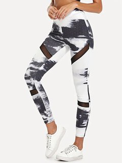 Ankle Length Skinny Pattern Polyester Floral Leggings (Style V102083)