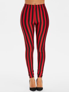 Skinny Casual Pattern Polyester Striped Leggings (Style V102087)