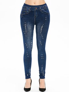 Maxi Skinny Casual Pattern Polyester Leggings (Style V102090)