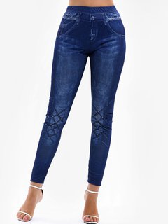 Ankle Length Skinny Casual Pattern Geometric Leggings (Style V102096)