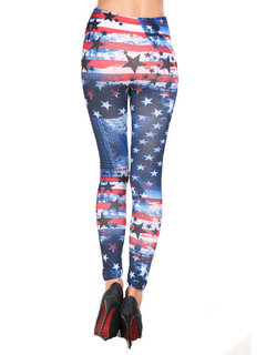 Ankle Length Skinny Pattern Polyester Star Leggings (Style V102098)