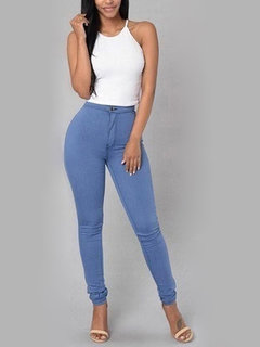 Ankle Length Skinny Date Night Button Plain Leggings (Style V102145)