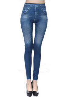 Ankle Length Sexy Pockets Polyester Plain Leggings (Style V102147)