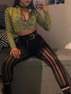 Ankle Length Skinny Sexy See-Through Polyester Leggings (Style V102154)
