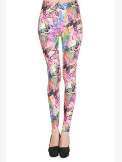 Ankle Length Skinny Sexy Polyester Floral Leggings (Style V102159)