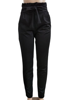 Loose Date Night Bow Cotton Plain Pants (Style V102185)