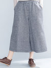Ankle Length Loose Date Night Polyester Plaid Pants (Style V102189)