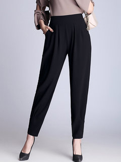 Ankle Length Slim Date Night Pockets Chiffon Pants (Style V102202)