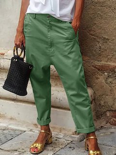 Ankle Length Loose Fashion Polyester Plain Pants (Style V102229)