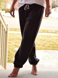 Ankle Length Loose Belt Cotton Blends Plain Pants (Style V102230)