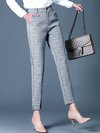 Ankle Length Office Pattern Polyester Plaid Pants (Style V102237)