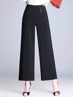 Ankle Length Elegant Belt Polyester Plain Pants (Style V102263)