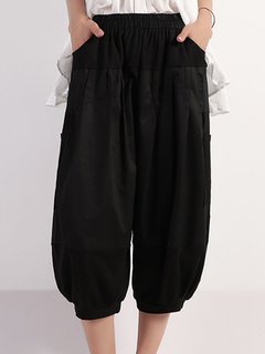 Mid-Calf Loose Elegant Pockets Plain Pants (Style V102264)