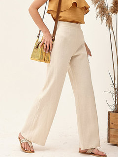 Ankle Length Loose Office Polyester Plain Pants (Style V102265)
