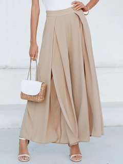 Ankle Length Loose Elegant Ruffle Plain Pants (Style V102272)