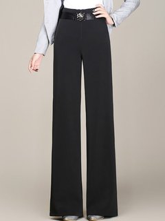 Maxi Loose Elegant Belt Plain Pants (Style V102293)