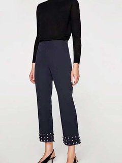 Ankle Length Office Tassel Polyester Plain Pants (Style V102295)