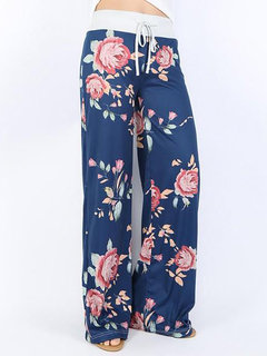 Maxi Slow Life Pattern Cotton Blends Floral Pants (Style V102303)