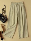 Ankle Length Loose Slow Life Button Cotton Pants (Style V102310)