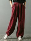 Maxi Elegant Pockets Cotton Plain Pants (Style V102320)