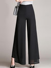 Loose Date Night Zipper Chiffon Plain Pants (Style V102333)