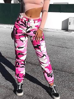 Ankle Length Loose Fashion Cotton Blends Camouflage Pants (Style V102343)