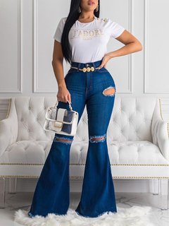Maxi Skinny Elegant Button Denim Jeans (Style V102347)