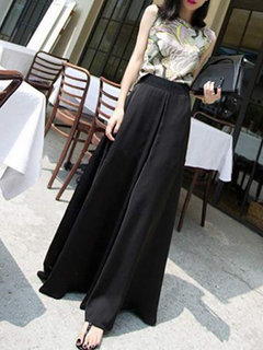 Maxi Loose Slow Life Polyester Plain Pants (Style V102407)