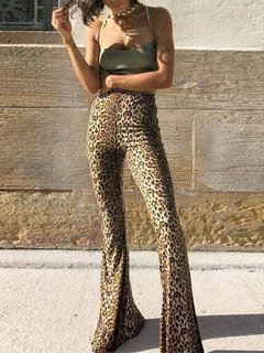 Maxi Skinny Elegant Pattern Leopard Pants (Style V102408)