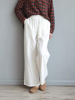 Maxi Loose Slow Life Linen Plain Pants (Style V102411)