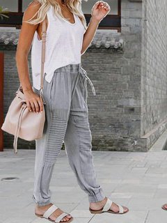 Maxi Loose Slow Life Patchwork Polyester Casual Pants (Style V102423)