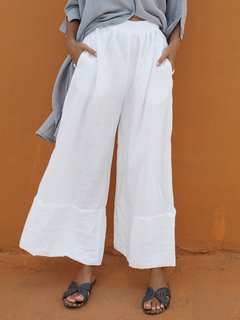 Ankle Length Slow Life Patchwork Polyester Plain Casual Pants (Style V102425)