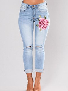 Ankle Length Skinny Pockets Denim Plain Jeans (Style V102437)