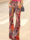 Skinny Elegant Patchwork Polyester Floral Pants (Style V102444)