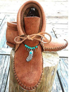 Going Out Lace Up Cowhide Leather Boots (Style V102461)