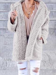 Hooded Loose Date Night Wool Blends Stringy Selvedge Coat (Style V102481)