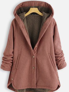 Hooded Loose Fashion Cotton Blends Pattern Coat (Style V102484)