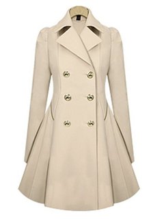 Shawl Collar Midi Slim Fashion Cotton Blends Coat (Style V102485)