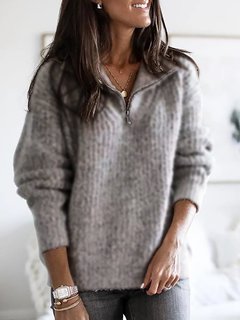 Standard Loose Fashion Plain Dacron Sweater (Style V102492)