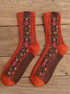 Fashion Floral Cotton Socks (Style V102608)