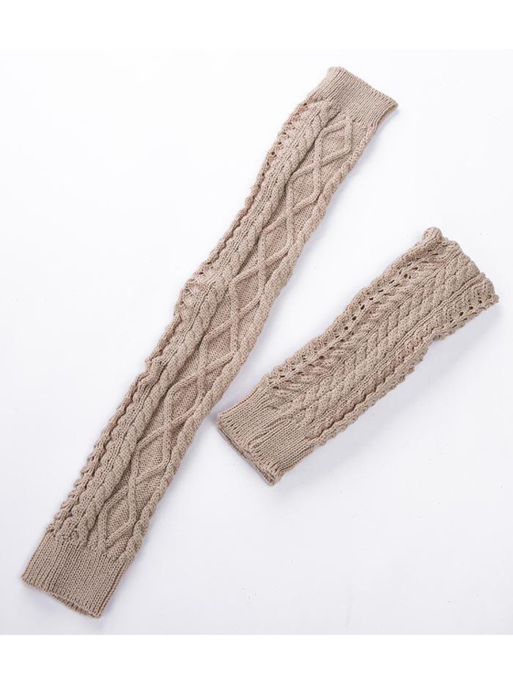 Beige Fashion Plain Knitted Socks (Style V102628) - VEDACHIC