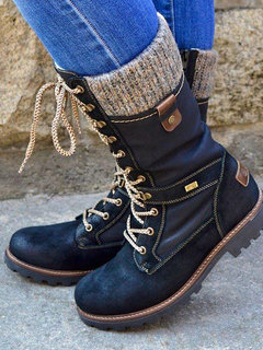 Bohemian Lace Up PU Boots (Style V102650)