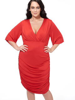 Bodycon V-neck Plain Polyester Bodycon Dresses (Style V200012)