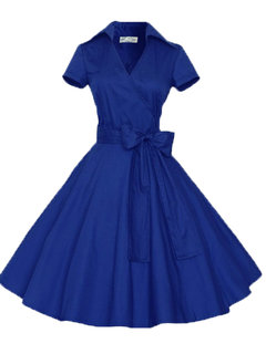A-line Plain Bow Polyester Knee Length Dresses (Style V200023)