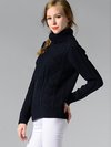 Turtleneck Standard Plain Acrylic Patchwork Sweater (Style V200042)