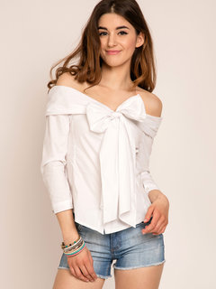 Standard Loose Plain Bow T Shirt (Style V200059)